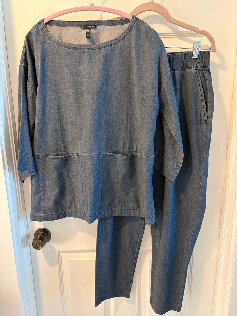 Eileen Fisher Organic Cotton Chambray-Denim Look Pant Set